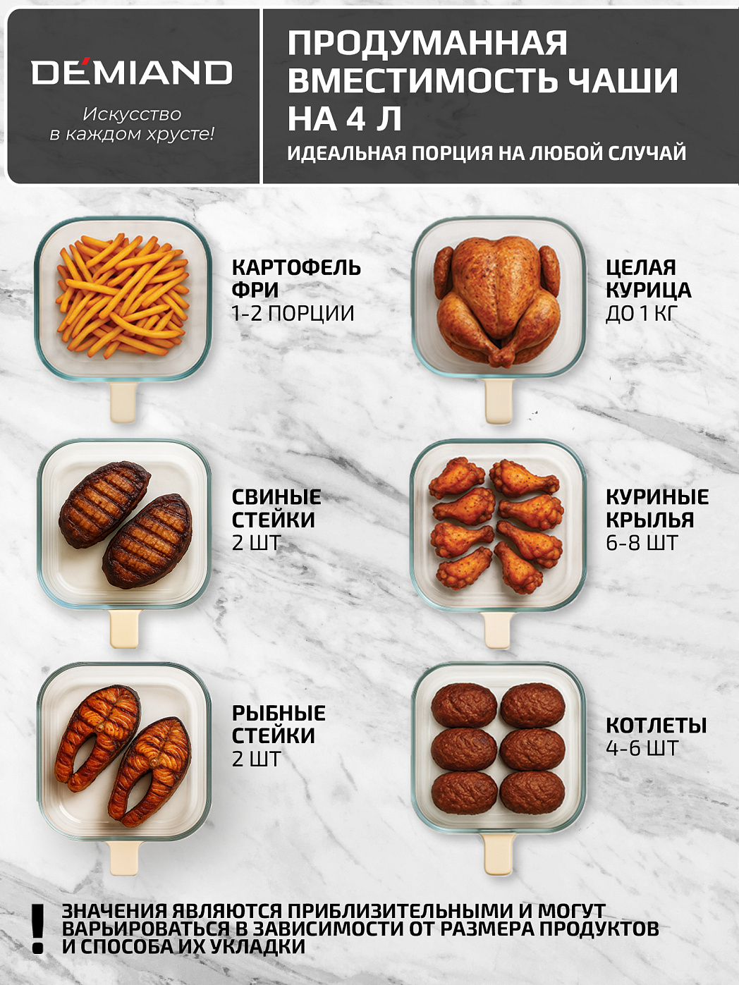 картинка Аэрогриль DEMIAND CRISPO DK-2300/Бежевый с технологией обдува воздуха на 360°